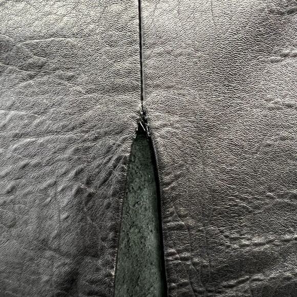 Sacha Midi Skirt Womens 26x29 Black Genuine Leather Lined Slit Zipper Pencil - Picture 4 of 11